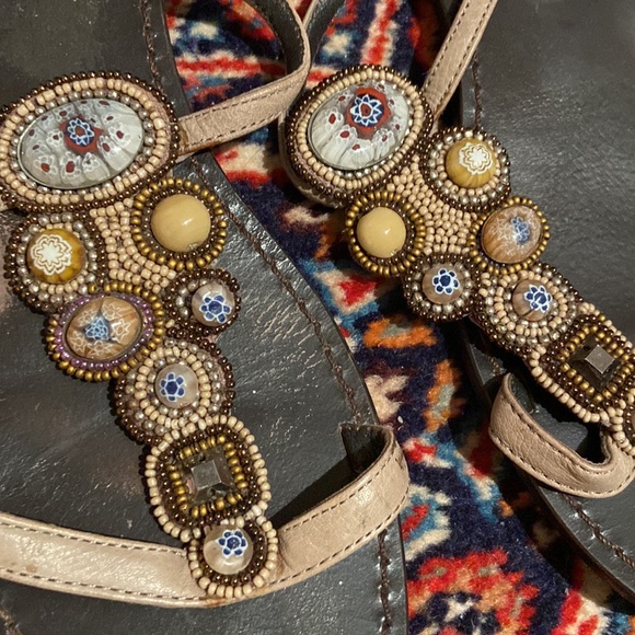 Strappy Beaded Murano Glass Style Sandals - Picture 2 of 7